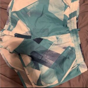Abstract Blue and White Swim Shorts